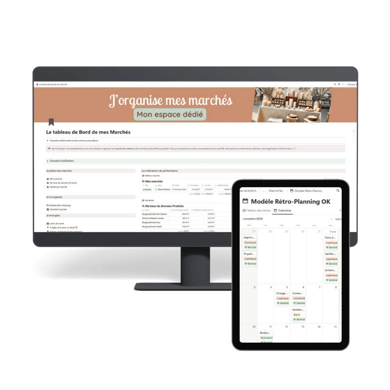 Template Notion pour organiser et piloter ses marchés artisanaux
