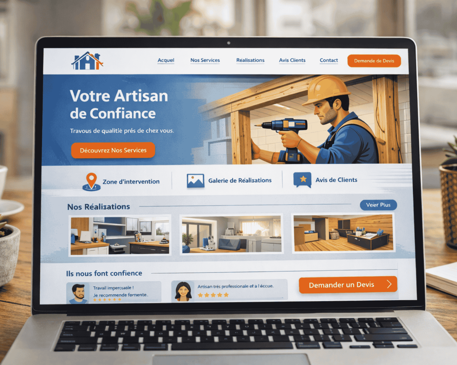 Création de site internet pour artisan. Menuisier, plombier, électricien, paysagiste. Site web pour artisan