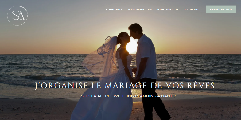 Page d'accueil site web wedding planner